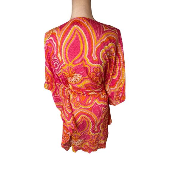 Trina Turk Paradise Floral Jacquard Shift Short Dress Silk Summer Vacation Sz M - Picture 6 of 7